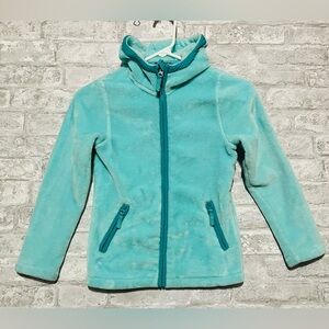 Lands' End Girls' Softest Fleece Full Zip Jacket Aqua/Teal Color Size Small 7-8